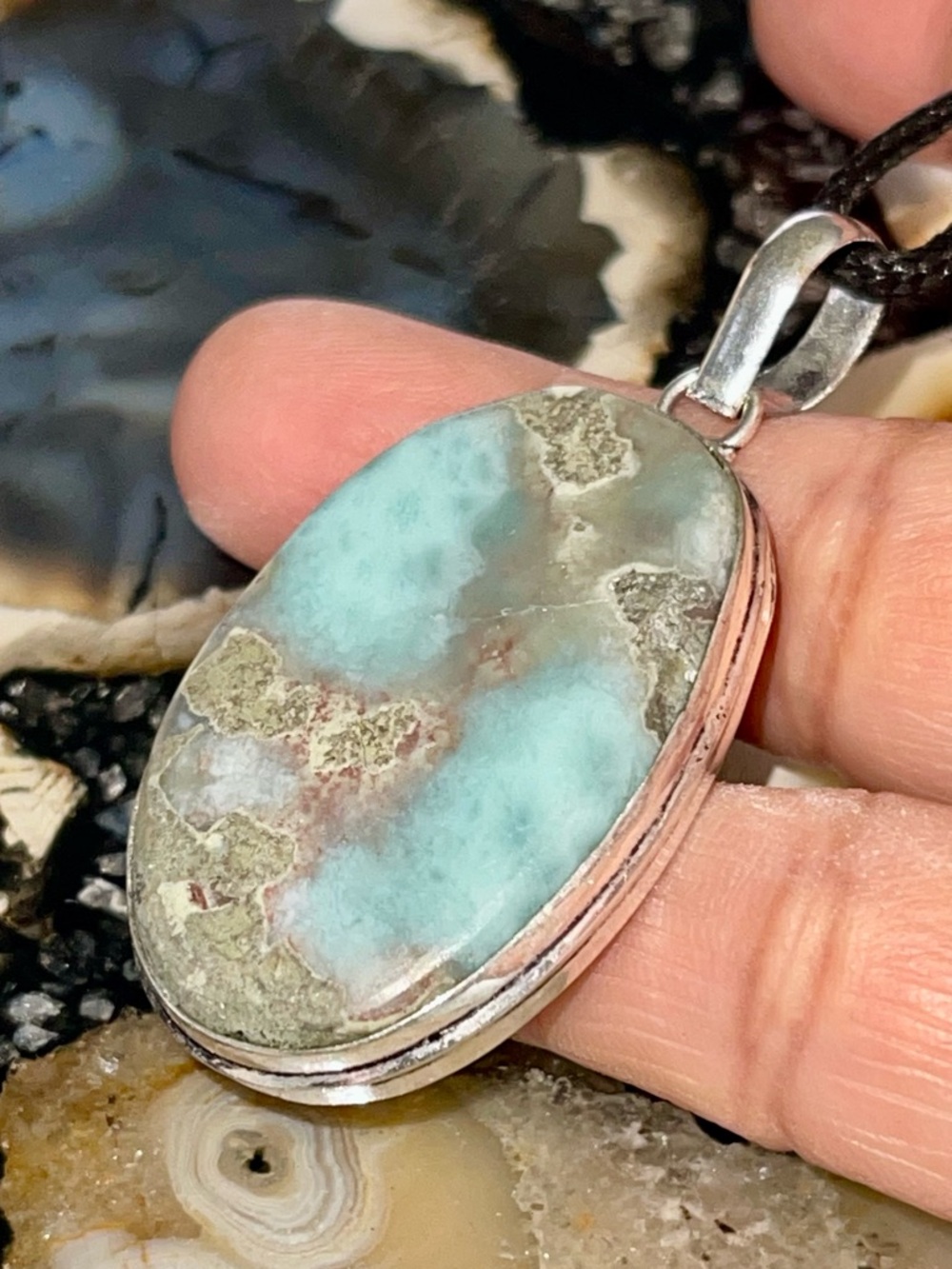 Atlantis Stone Caribbean Larimar Pendant 2 1/4”